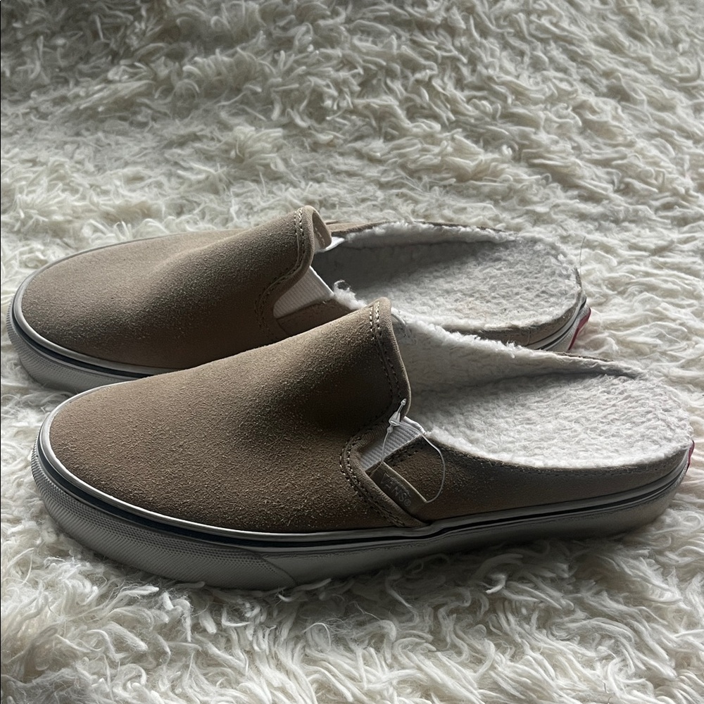 Vans Brown Fleece-Lined Slip-Ons